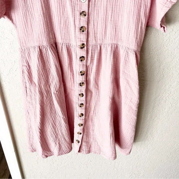 Madewell Dress Women's Medium Lightspun Button Front Mini Wisteria Dove ND175 - Picture 5 of 9